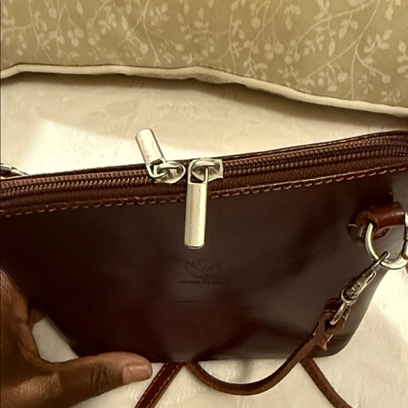 Vera Pelle Giorgio Costa Brown Leather Crossbody Bag - Picture 8 of 14